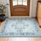 Lofus 2x3 Washable Rug for Entryway Bathroom, Non Slip Kitchen Mats for Floor, Vintage Soft Door Mat Indoor Entrance, Small Area Rugs, Farmhouse Carpet for Entry Living Room Bedroom, Blue Gold