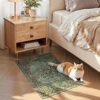 Lofus 2x3 Washable Rug for Entryway Bathroom, Non Slip Kitchen Mats for Floor, Vintage Soft Door Mat Indoor Entrance, Small Area Rugs, Farmhouse Carpet for Entry Living Room Bedroom, Green