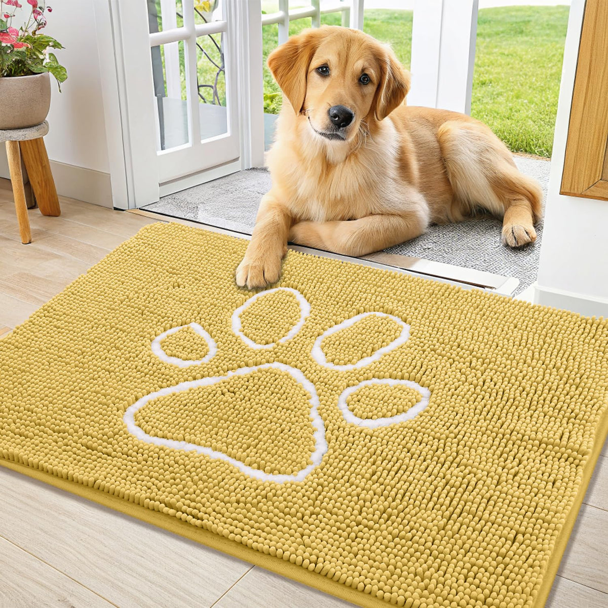 Smiry Dog Door Mat for Muddy Paws, Absorbent Non Slip Dirt Trapper, 36x24