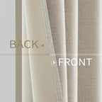 MIULEE Linen Curtains 100% Blackout for Bedroom Thermal Insulated Birch Grommet Room Darkening Curtains & Drapes for Living Room Nursery 52 x 72 Inch (2 Panels)