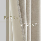 MIULEE 100% Blackout Linen Curtains for Bedroom 52x84 Inches Birch