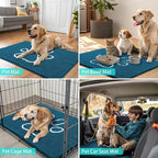 Smiry Dog Door Mat for Muddy Paws, Absorbent Dirt Trapper Non Slip Quick Dry Washable Chenille Mat for Mud Dogs, Entry Rug for Indoor and Outdoor (47x24 Inches, Atlantic Blue and White)