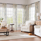 jinchan Vintage Floral Linen Curtains 84 Long for Living Room 2 Panels