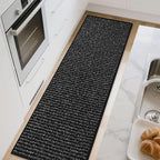 BEQHAUSE Kitchen Runner Rugs 24"x60", Non-Slip Kitchen Mats for Floor, Super Absorbent and Stain Resistant Kitchen Rug, Machine Washable Rugs for Kitchen, Hallway, Laundry & Sink, Black