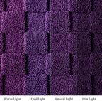 Exclusivo Mezcla Fleece Throw Blanket for Couch,Super Soft and Warm Lightweight Checkered Pattern Blankets for All Seasons,50x60 Inches, Purple