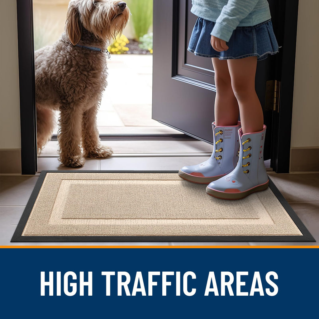 OLANLY Front Door Mat Outside 33x21, All-Season Heavy-Duty Rubber Doormat