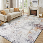 Rugflix 8x10 Area Rugs for Living Room, Washable Beige Grey Large Rug