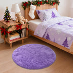 OLANLY Purple Round Rugs for Bedroom - Machine Washable, 2 ft Circle Area Rugs for Living Room, Soft and Fluffy Shaggy Carpet for Teen Girls and Boys, Nursery Rooms, Dorms, Home Decor Aesthetic
