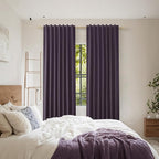Plum 100% Blackout Linen Curtains 90 Inch Length 2 Panels Set for Living Room Bedroom Back Tab Thermal Insulated Black Out Drapes Room Darkening Farmhouse Style for Bedroom Window Curtains 52x90