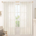 LAMIT 72 inch Length Cream Linen Curtains for Living Room Bedroom 2 Panels