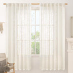 LAMIT 72 inch Length Cream Linen Curtains for Living Room Bedroom 2 Panels