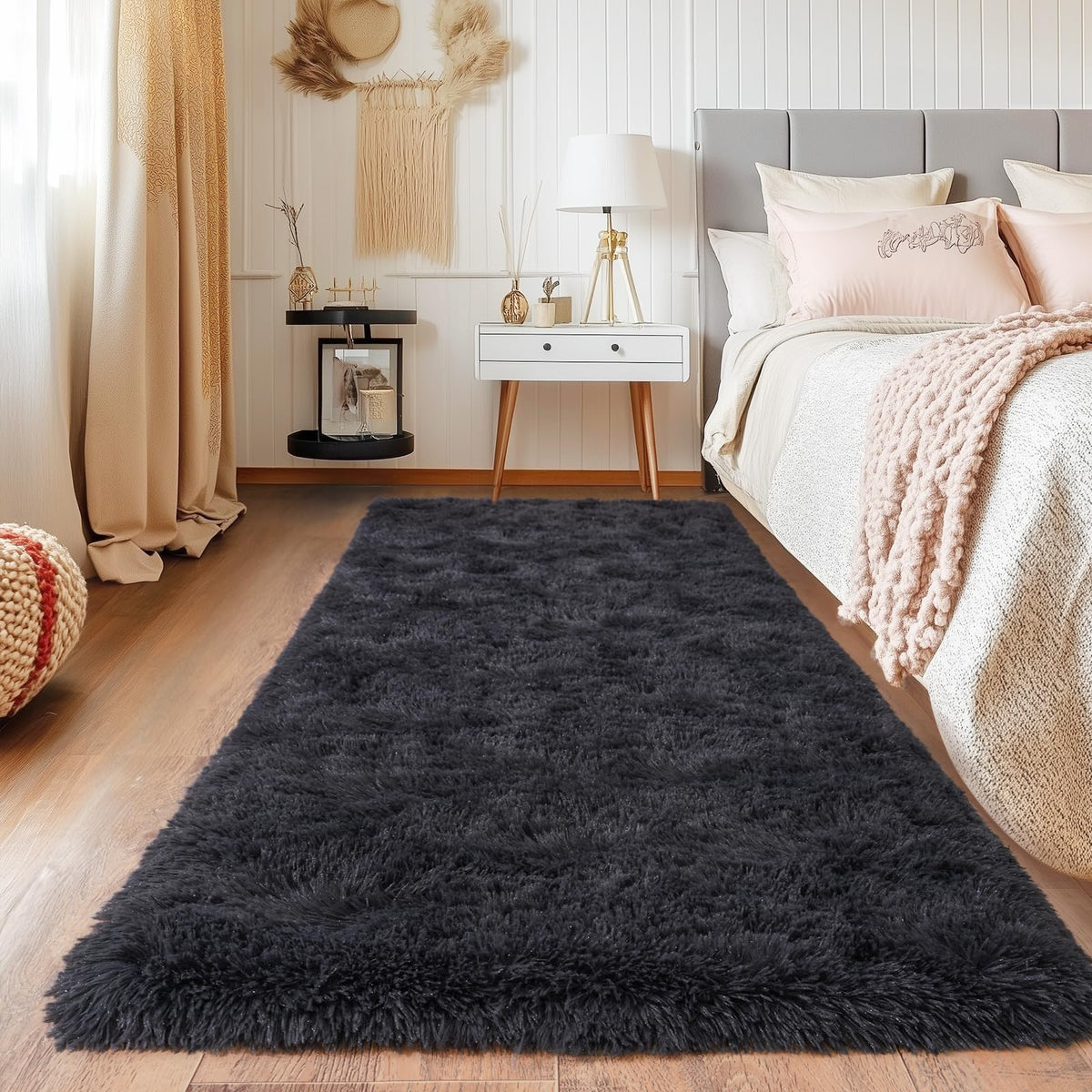 Quntue Runner Rugs for Bedroom 2x6 Rug Runners for Hallways Non Slip Soft Shag Bedside Rug, Fluffy Area Rug Throw Rugs for Living Room, Floor Carpet Runner for Nursery Kids Dorm, Rainbow Purple