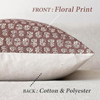 Foindtower Set of 2 Decorative Vintage Long Lumbar Throw Pillow Covers Neutral Modern Farmhouse Cushion Covers Floral Home Decor for Sofa Couch Chair Bedroom Living Room,14×36 Inch,Wine Red