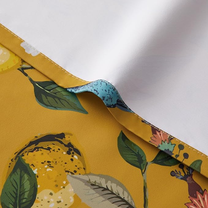 94 Inches Long Custom Satin Window Treatments,Retro Art Deco Floral Hummingbird Patterned Pretty Elegant Mustard Yellow Light Blocking Grommet Curtains Two Pages Curtains for Bedroom Playroom Room