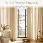Tan Linen Curtains 120 inches Long for Living Room Back Tab Rustic Farmhouse Semi Sheer Light Filtering Window Curtain Dining Room Soft Thick Flax Linen Textured Drapes Kahki 52x120