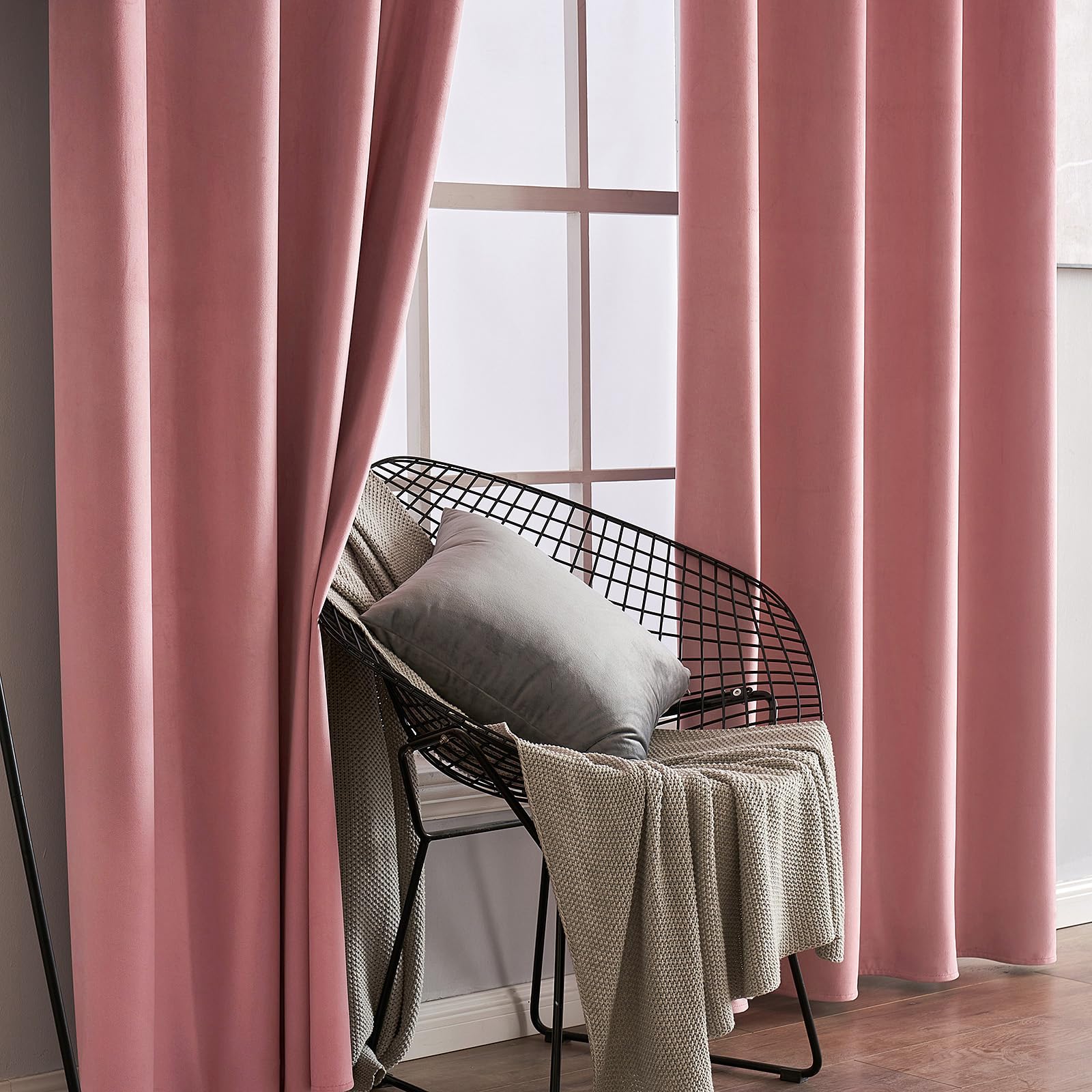 MIULEE Velvet Curtains Blush Pink 52 x 84 Inch Length Set of 2