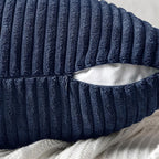 MIULEE Navy Blue Decorative Throw Pillow Covers 16x16 Inch for Couch Bed Sofa Pack of 2 Boho Farmhouse Throw Pillows Soft Cross Corduroy Patchwork Textured Cushion Cases
