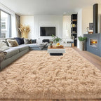 Pionblank 8x10 Rug for Living Room, Fuzzy Plush Large Area Rug, Fluffy Modern Shag Non Slip Soft Furry Carpet for Bedroom Kids Room Nursery Teens Dorm Home Decor, Camel