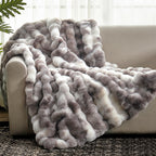 Cozy Bliss Cow Print Faux Fur Throw Blanket for Couch, Fuzzy Soft Plush Thick Bubble Blanket for Sofa Bedroom Living Room, 50x60 Inches
