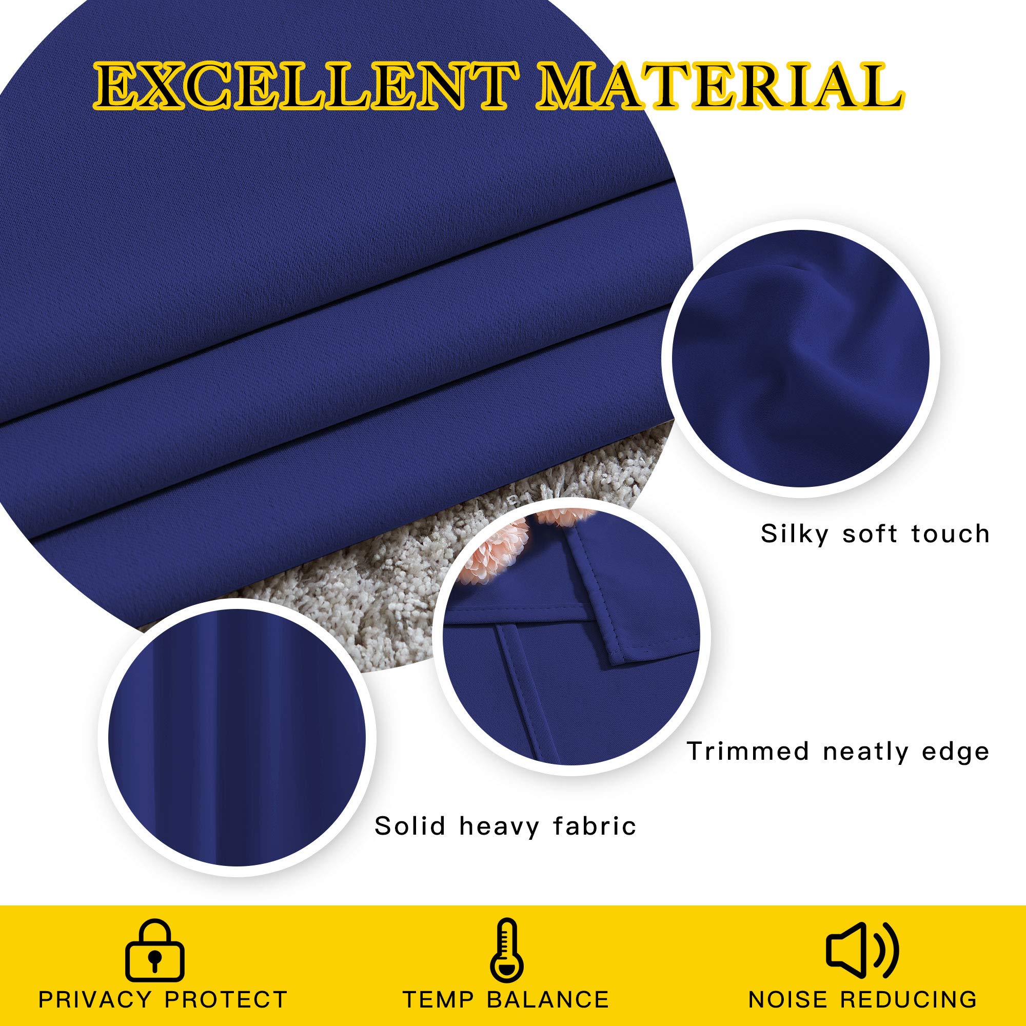 NICETOWN Blackout Window Curtains for Bedroom - Grommet Top Room Darkening Thermal Insulated Solid Vertical Drapes for Flat/Apartment (2 Panels, 46 x 63 Inch, Navy Blue)