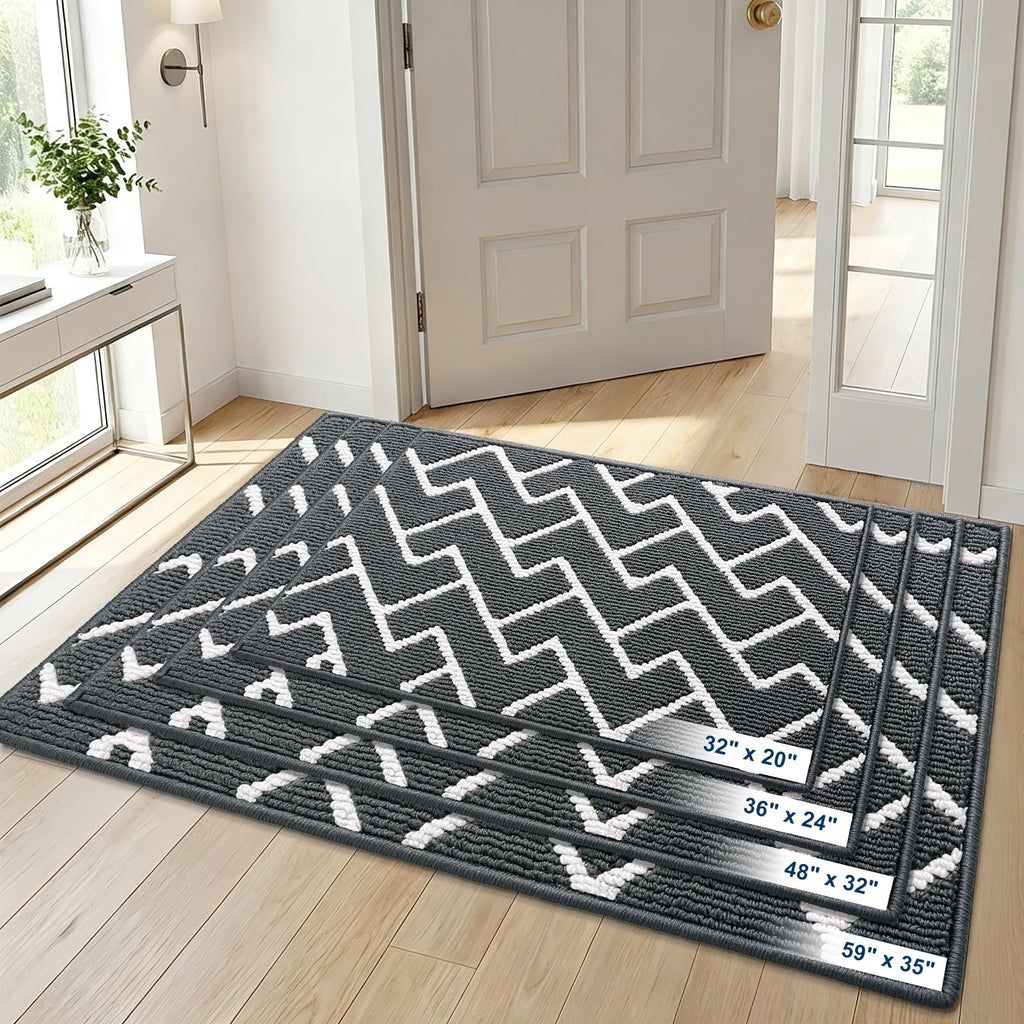 OLANLY Front Door Mat, Non-Slip Rubber Backing, Dirt Resistant and Absorbent, Washable, Easy to Clean Low-Profile Indoor Doormat for Back Door, Entryway, Inside Entrance, 40x32, Charcoal