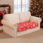 Smiry Printed Couch Cushion Covers, Stretch Soft Couch Covers for Sofa, Washable Non-Slip Sofa Slipcover Furniture Protector for Indoor and Outdoor (2 Pack, Red with White)