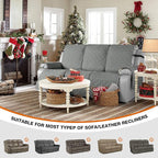 VANSOFY Waterproof Recliner Couch Covers, Sofa Covers 1-Piece Washable Reclining Sofa Cover Non-Slip Furniture Protector with Elastic Straps Pocket for Dogs, Pets(Gray,3 Seater)