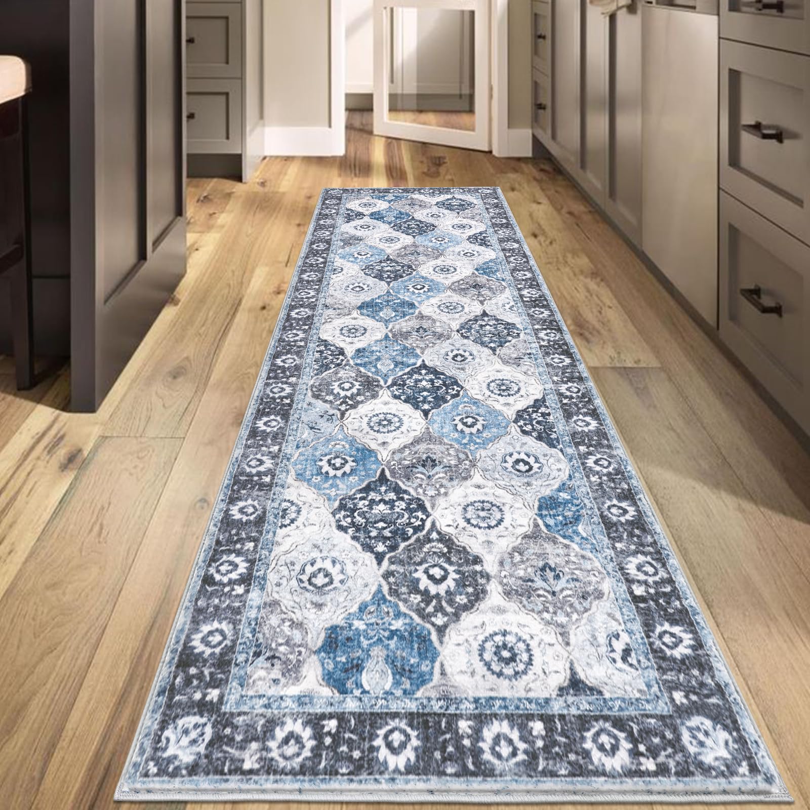 HEBE Hallway Runner Rug 2'8''x8', Washable Non Slip Kitchen Rug Runner