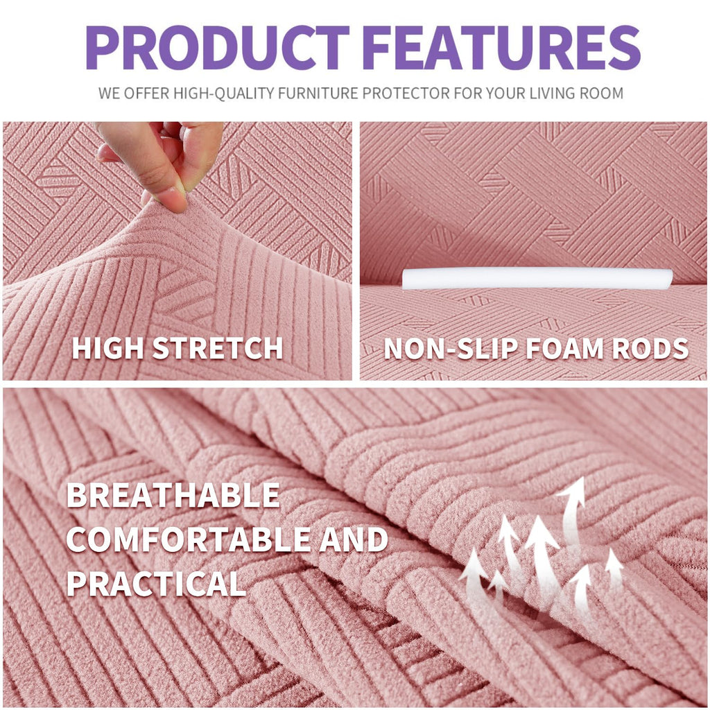 ZNSAYOTX Oversized Super Stretch Couch Cover (92"-115"), New Striped Sofa Covers Comfortable & Durable, Dog Cat Pets Friendly Extra Large Spandex Sofa Slipcovers (Rose, XL Sofa)