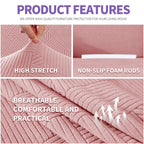 ZNSAYOTX Oversized Super Stretch Couch Cover (92"-115"), New Striped Sofa Covers Comfortable & Durable, Dog Cat Pets Friendly Extra Large Spandex Sofa Slipcovers (Rose, XL Sofa)