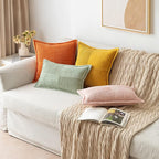 MIULEE Decorative Throw Pillow Covers for Couch Bed Livingroom 20x20 Inch Set of 2 Fall Mustard Yellow Boho Accent Throw Pllows Broadside Striped Patchwork Soft Corduroy Pillowcases