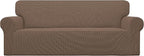 Easy-Going Stretch Oversized Sofa Slipcover 1-Piece Sofa Cover Furniture Protector Couch Soft with Elastic Bottom for Kids, Polyester Spandex Jacquard Fabric Small Checks Brown