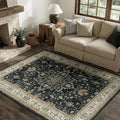 RELEANY Washable Area Rug, 4'x6', Black/Vintage/Beige