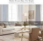 PONY DANCE 60% Light Filtering White Curtain Panels, Kitchen Curtains Room Darkening Energy Saving Short Drapes with Back Tab for Bedroom Home Decor, 52 in Wide by 54 Long, Greyish White, 2 Pieces