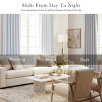 PONY DANCE 60% Light Filtering White Curtain Panels, Kitchen Curtains Room Darkening Energy Saving Short Drapes with Back Tab for Bedroom Home Decor, 52 in Wide by 54 Long, Greyish White, 2 Pieces