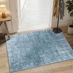 Latte&Fog 2x3 Entryway Rug, Small Modern Abstract Door Mat, Blue Washable Kitchen Rug, Boho Non Slip Low Pile Carpet for Indoor Kitchen, Entry, Front Door and Bathroom