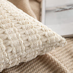 MIULEE Corduroy Decorative Throw Pillow Covers 12x12 Cream White Pack of 2