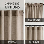 MIULEE Taupe Grey Linen Curtains 84 Inch Length 2 Panels for Bedroom Living Room, Soft Linen Textured Window Drapes Semi Sheer Light Filtering Back Tab Rod Pocket Farmhouse Modern Burlap Look Decor