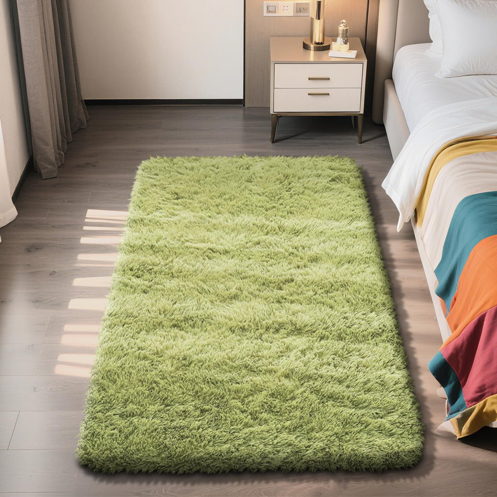 3x5 Area Rug for Bedroom,Grass Green Fluffy Shag Rug Small Rug Plush Carpet