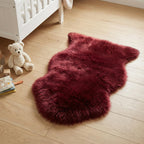 duduta Burgundy Faux Sheepskin Rug 2x3 ft, Fluffy Fur Seat Chair Covers