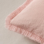 MIULEE Valentines Decorative Throw Pillow Covers Neutral Linen Fringe Throw Pillows Set of 2 Pink Boho Farmhouse Cushion Covers with Tassels for Couch Sofa Bed Living Room Spring Decor 20x20 Inch
