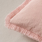 MIULEE Boho Linen Fringe Decorative Throw Pillow Covers Pink 18x18