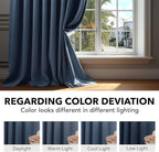 Deconovo Blackout Curtains, Thermal Insulated, W52 x L108 2 Panels, Back Tab, Machine Washable, Room-Darkening Drapes for Bedroom/Living Room Stone Blue