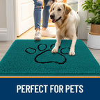 OLANLY Dog Door Mat for Muddy Paws 36x24, Paw Print Design Chenille Mud Mat
