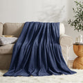 KMUSET Fleece Blanket Navy Queen Size Lightweight Cozy Plush Microfiber Solid Bed Blanket Factory Shop