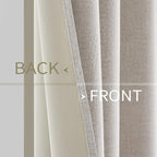 MIULEE 100% Blackout Linen Textured Curtains for Bedroom Solid Thermal Insulated Ivory Grommet Room Darkening Curtains & Drapes Luxury Decor for Living Room Nursery 42 x 90 Inch (2 Panels)