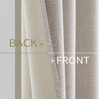 MIULEE 100% Blackout Linen Curtains for Bedroom 52x92 Inches Ivory