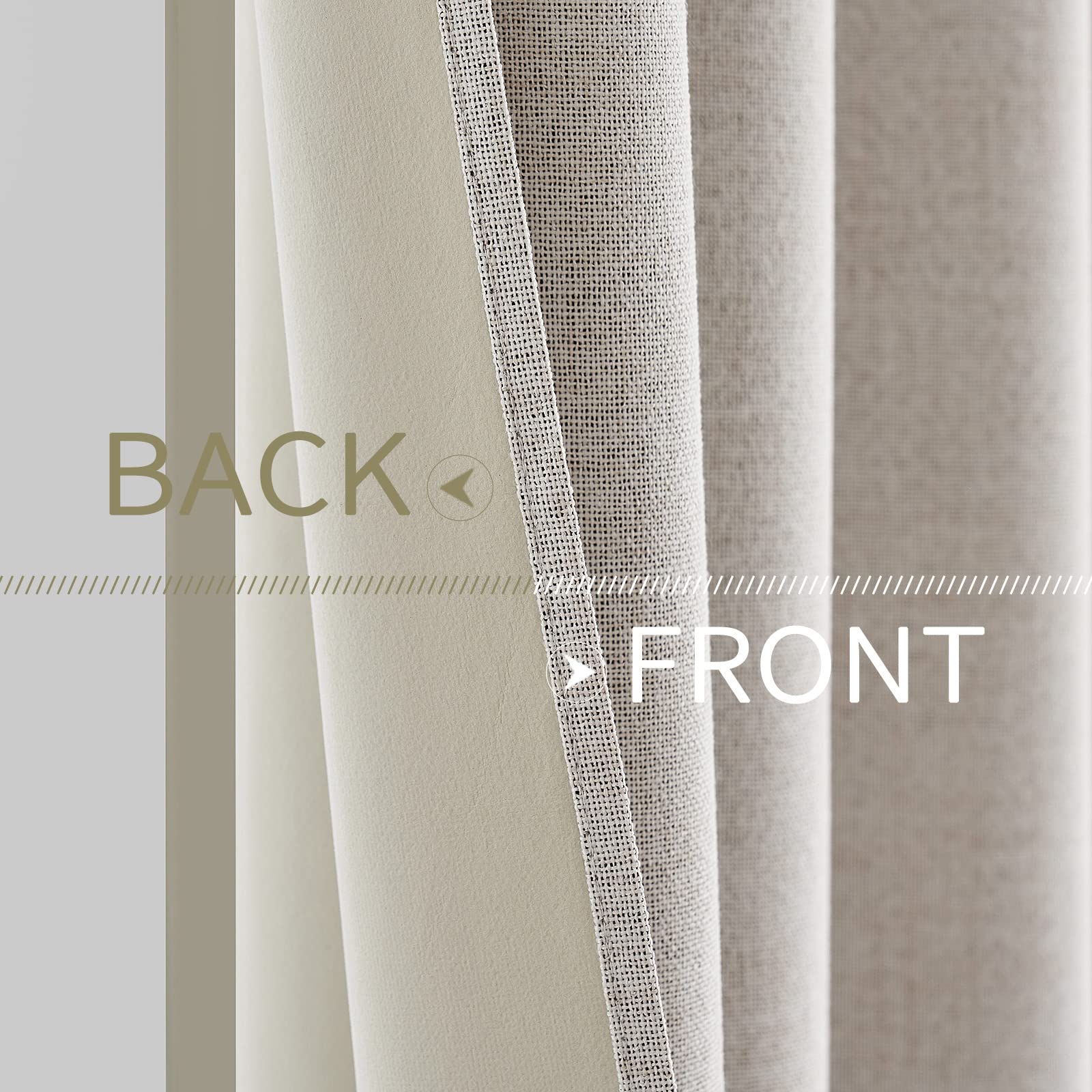 MIULEE 100% Blackout Linen Curtains for Bedroom 52x92 Inches Ivory