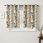 Topfinel Kitchen Curtains 45 Inch Length Beige Vintage Blackout Curtains for Cafe Kitchen Short Grommet Luxury Whimsical Floral Hummingbird Patterned 45 Inches Long for Living Room Bedroom