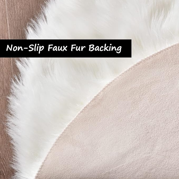 Goolela White Area Rug 5x7 Fluffy Fuzzy Furry Sheepskin Rug for Bedroom Living Room Faux Fur Shaggy Soft Washable Rectangle